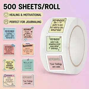 500pcs Inspirational Quotes Stickers Roll, Waterproof Vinyl Motivational Stickers, Ideal for Water Bottles, Laptops, Journals, DIY Decorations, Scrapbooking, DIY Decorative Stickers