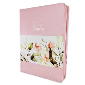 Biblia con Cierre Letra Gigante 15 puntos RV1960 imit piel boho rosa con índice