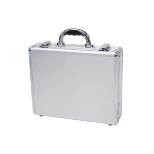 212 MAIN Men's Aluminum Briefcase (CLS-15 S) - Silver Brushed Finish, 2 Latches, Key Locks, Removable File, Smooth Panels, Metal Packaging, 4x12x15 in., Two Latches