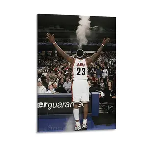 LeBron James #23 Cavaliers pink toss ceremony collectible canvas painting, NBA star poster, high-quality canvas print, ready to hang.