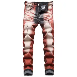 JUNBAOSS Mens Slim Fit Stretch Jeans Ripped Skinny Jeans for Men, Distressed Straight Leg Casual Fashion Comfort Flex Waist Denim Pants, Menswear Classic Street Style Cotton Fabric Jean Natural Hipster Personalized Stylish Trouser Jeans with Pockets