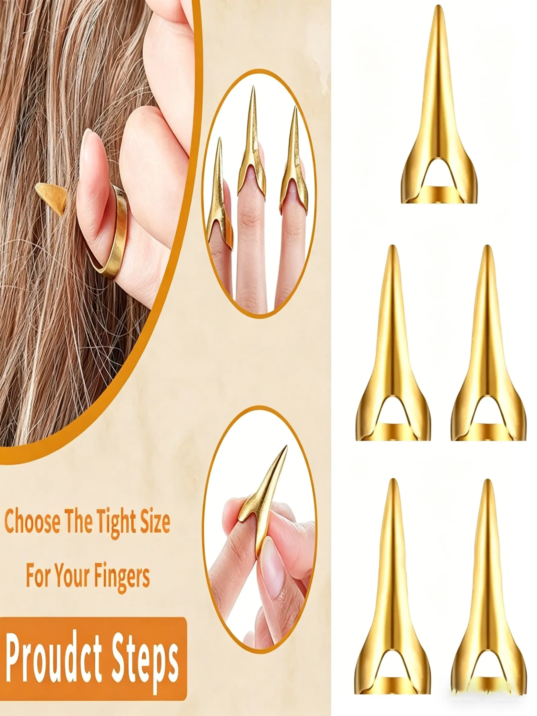 5 Stainless Steel Hair Parting Tools, Adjustable Ring Design, Quick Partition, No Hair Pull, Professional Hair Styling Tool, Home Styling Tool, Hair Styling Kit
