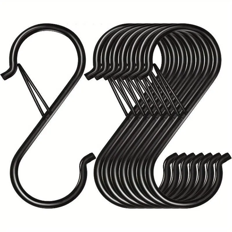 8pcs S Hooks For Hanging, S Shaped Hooks For Racks Shelf Units, Silvery S Hooks For Hanging Utensil/Plants/Pots And Pans, Heavy Duty And Rustproof, Home Organization Bathroom Accessories, Bathroom Essentials, Shower Curtain Hook