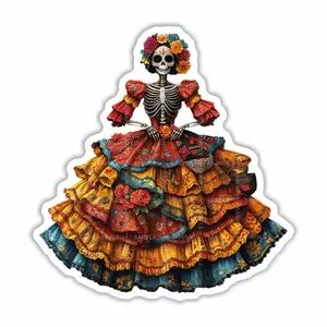 Catrina, Day of the Dead, Skull , Sticker, Peel N' Stick, Different Sizes