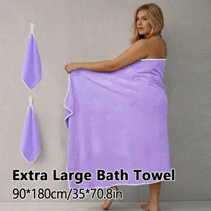 3pcs Bath Towel Set - 1Extra Large Bath Towel & 2pcs washcloth Soft High Absorbent for Family, Couple, Bathroom Essentials, Home Spa Towels, Solid Color Towels, Stylish Bathroom Accessories, Durable Super Absorbent Towel, Absorbent Thickened Towels