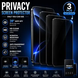 3 pcs screen Protector For iPhone all series , Scratch-Smooth Touch, Privacy Protection,Circular Polarized Eye Protection,Easy Installation