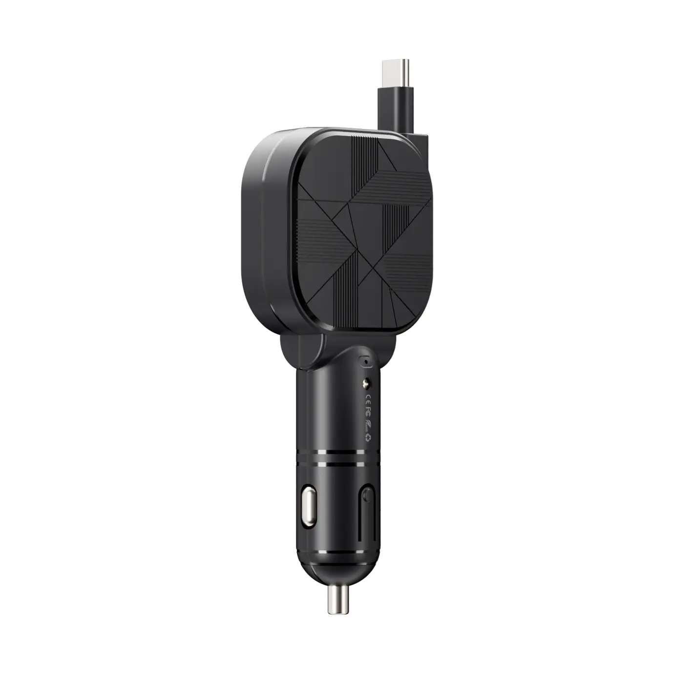 120W Mini Retractable Car Charger, Compact Fast Charging USB-C Adapter with Built-In Retractable Cable & Dual Ports, Mini Space-Saving Auto Accessories for iPhone, Samsung & Business Travel