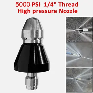 Sewer Cleaning Tool High-pressure Nozzle 5000PSI Pipe Cleaner 1/4" Connector Dual-Action Pro-Grade Performance