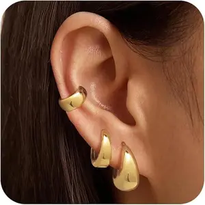 Tewiky Hoop Earrings for Women Clip on Earrings Chunky Earrings Cartilage Earrings For Summer Dainty Stud Huggie Fashion Jewelry Party