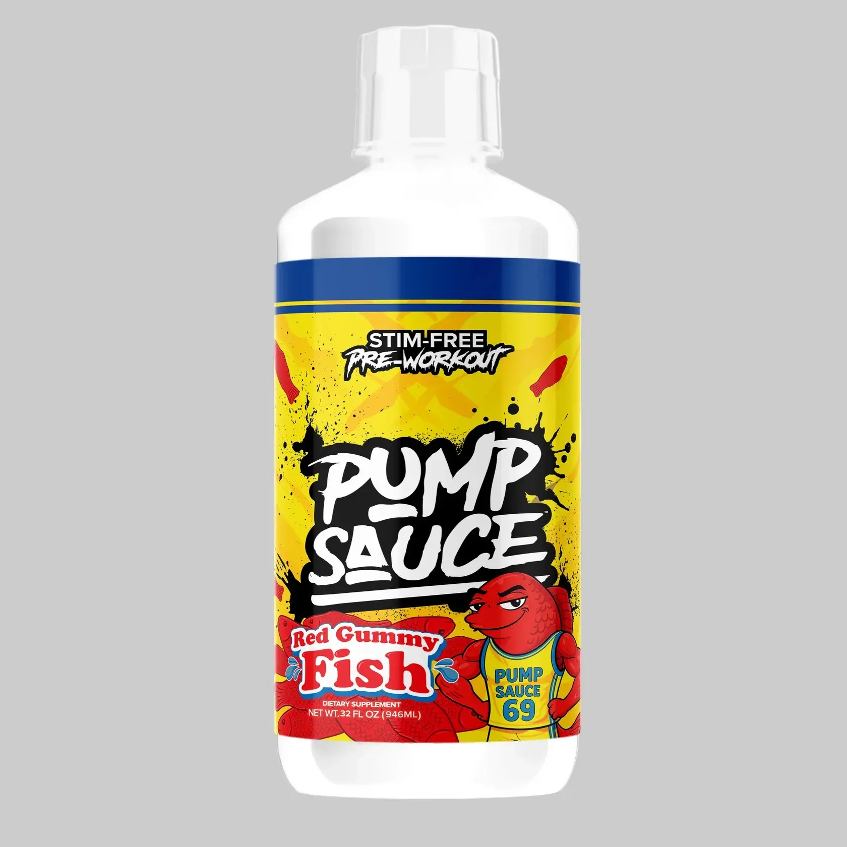 Pump Sauce Stim-Free Pre-Workout Red Gummy Fish 32 fl oz (946 mL)