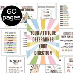 60PCS Therapy Poster Bundle - Office Decor, Classroom Supplies Charts & Educational Posters with CBT/DBT Prompts | Wall Charts for Mental Health Support & Emotion Regulation | Holiday & Birthday Gift for Counselors & Offices |
