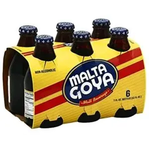 Malta Goya Non-Alcoholic Malt Beverage 6 Pack 7 fl oz Bottles Refreshing Soft Drink