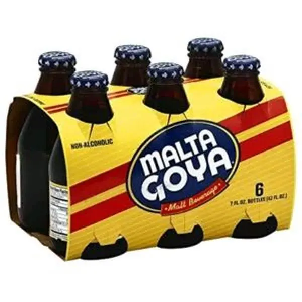 Malta Goya Non-Alcoholic Malt Beverage 6 Pack 7 fl oz Bottles Refreshing Soft Drink