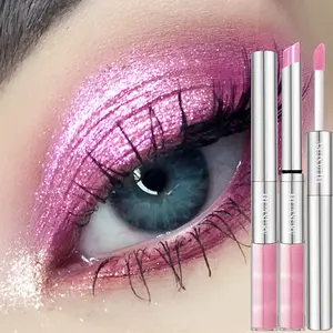 Huasurv Dual-Ended Eyeshadow Stick, 2-In-1 Shimmery Highlighter Pen, Fine Glitter Liquid Eyeshadow, Long-Lasting Metallic Pearl Finish