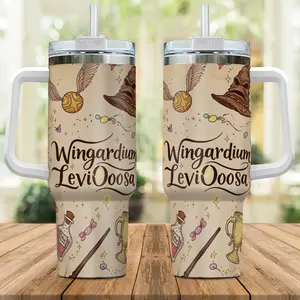 Wingardium Leviosa Tumbler 20oz 40oz with Handle, Funny Wizard Spell Travel Mug, Magic School Inspired Cup, Gift for Fantasy Lovers