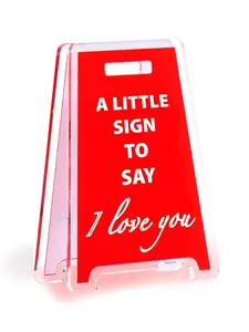 1pc Charming "I Love You" Acrylic Table Sign - Sleek Modern Design, Valentine's Day Gift, Gifts for Couples, Friends & Family, Perfect for Office Decor, Office Decoration, Home Office Decor, Clear Text Sign, Love Decor