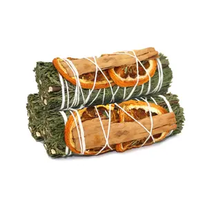 4″ CEDAR SAGE W/ ORANGE & CINNAMON SMUDGE STICK
