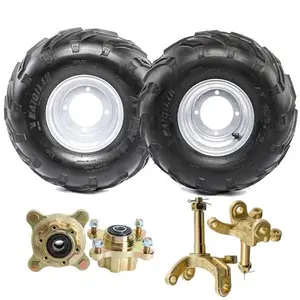 Suisuitong 16x8-7 200/55-7 Go Kart Wheels with 4 Stud Front Wheel Hubs and Front Steering Knuckle Spindles for Karting ATV UTV Drift Trike Golf Cart Quad Buggy Dune Lawn Mower Four Wheeler Tricycle
