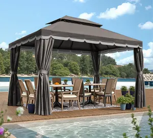 Gaptainer Outdoor Gazebo for Patio,10x13 Gazebo Canopy Tent with Mosquito Netting & Curtains,Party Tent Shelter with Waterproof Sunshade Double Vented Roof for Garden,Deck,Backyard,Lawn