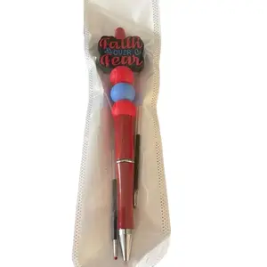 Handmade Bubble Pens with Customizable Silicone Beads and Toppers, Includes 2 Refillable Black Inks, Durable Design for Crafting
