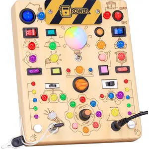 Toy Busy Board with 40 LED Lights, 59-in-1 Sensory Toys for Toddlers, Travel Educational Activity for Airplane, Ideal Christmas Birthday Gift for Boys & Girls (7.8" x 6.5")