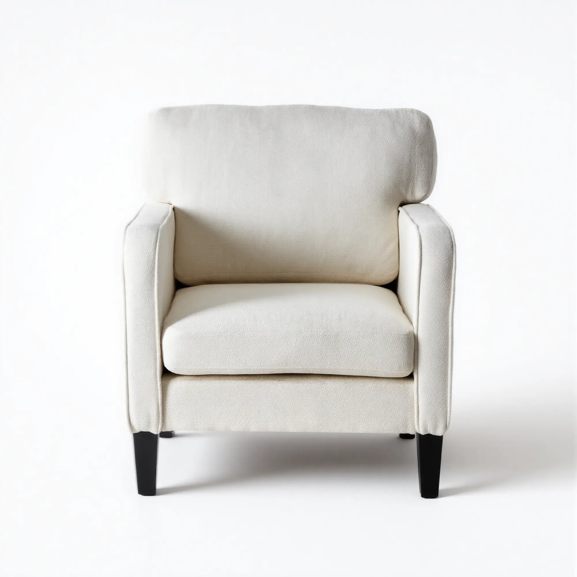 White Modern Lounge Chair, Soft Fabric Accent Chair for Living Room & Reading Corner, Easy Assembly