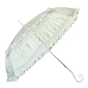 Lolita Lace Parasol Umbrella Vintage Heart Handle Princess Sun Rain UV Protection Outdoor Beach Wedding Decorative Euro Umbrella
