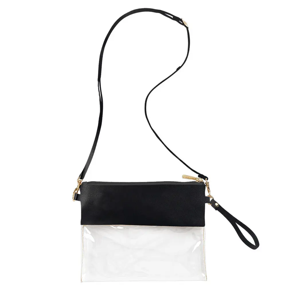 Black & Clear Wristlet Purse w/Removable Strap #M735VL-BLK