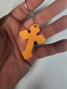 Orthodox Trefoil Cross Keychain  Christian Key Ring, Religious Gift in Various Colors