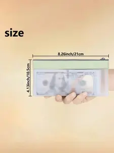 1pc Zipper Wallet, Cash Envelope, Money Bag, Transparent Bank Deposit Bag, Coin Bag for Collectors, Cosmetic Storage Bag, School Supplies