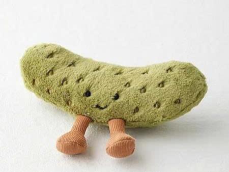 JellyCat Emotional Support Pickle Plush Soft Kawaii Gherkin Stuffed Animal with Corduroy Legs Cute Desk Buddy Room Decor Gift