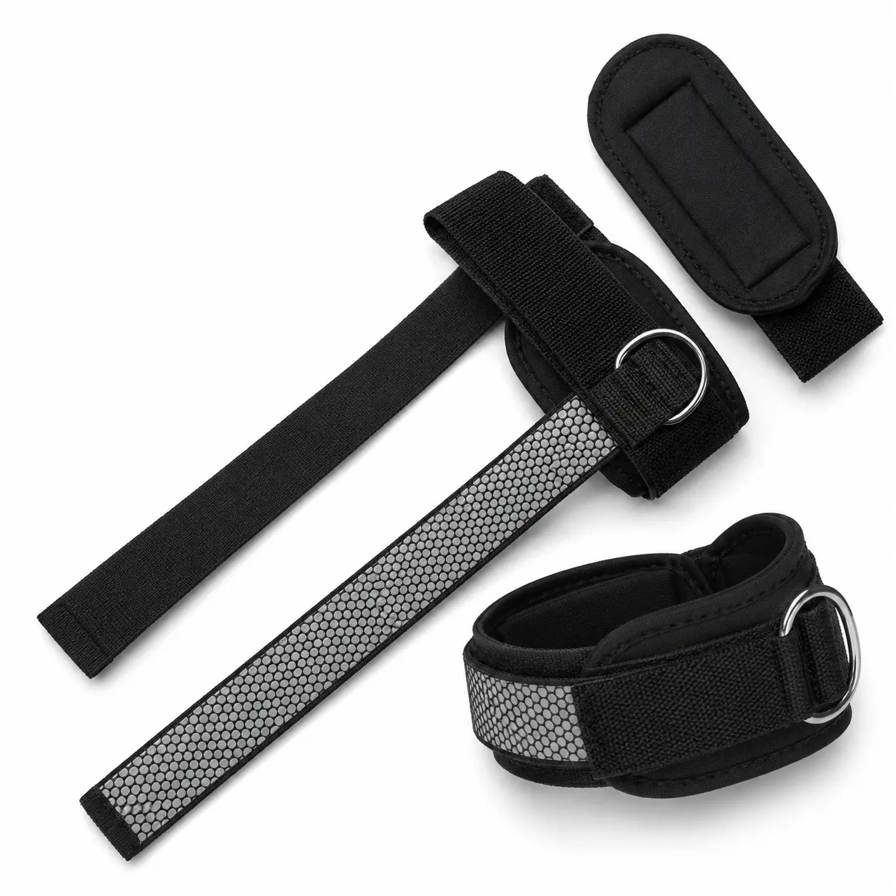 Lifting Straps with Cushioned Wrist Cuff 14.5" Cotton Strap Anti-Slip Silicone Beads 5mm Steel D-Ring for Free-Weight & Cable Training