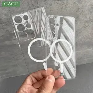 Glossy Transparent Ultra Thin PC Magsafe Case for Samsung Galaxy S25 S24 S23 Ultra S22 Plus Wireless Charging S25 Plus Cover