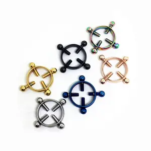 Stainless Steel Non-perforated  Nipple Clip Human Body Puncture Jewelry Four-way Locking Adjustable Screw