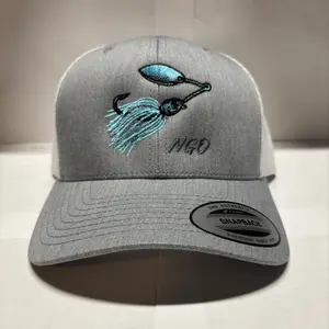 Spinner Bait Trucker Hat - Gray with Embroidered Design, Snapback Closure, Adjustable Fit