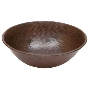 Round Wired Rim Vessel Hammered Copper Sink
