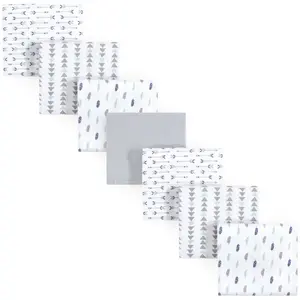 Luvable Friends Cotton Poly Flannel Receiving Blankets Bundle 7-Pack, Boy Feathers, One Size