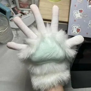 Kig-style furry five-finger cosplay gloves that squeak, are soft, breathable, and cute, with cat or animal paw designs