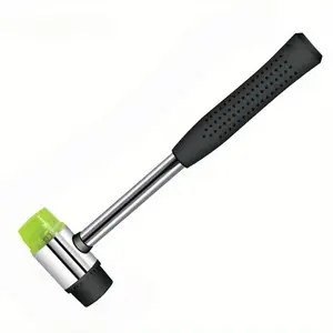 Soft Touch Double Head Rubber Hammer, Double Face Leather DIY Tool with 25mm Black Plastic Coated Grip for Handheld Projects Rubber Mallet