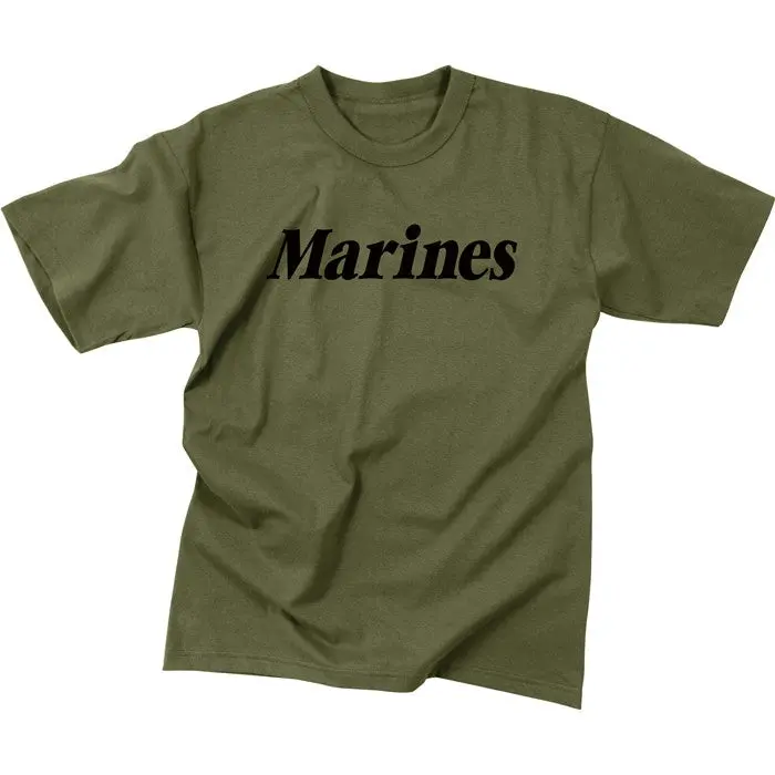 Olive Drab - MARINES Physical Training USMC PT T-Shirt, 100% Cotton