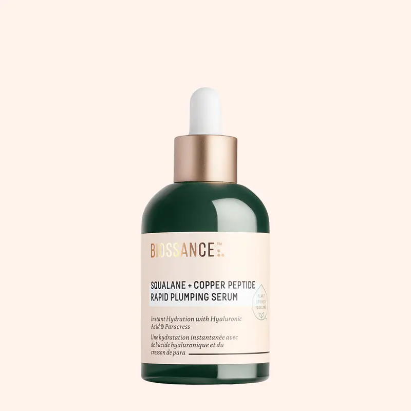 Biossance Squalane + Copper Peptide Rapid Plumping Serum - Face Serum for All Skin Types - Visibly Plumping + Firming Skin, Fine Lines + Wrinkles, Vegan Copper Peptides, Hyaluronic Acid