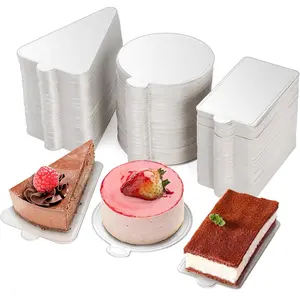 300 count Mini Cake Boards - 3"  Mousse Dessert Displays Base Tray, Cupcake Cake Plates for Parties, Wedding, Birthday, Restaurant Buffet, Round, Triangle, Rectangular