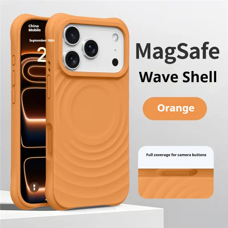 Wave Pattern Liquid Silicone Casing for iP 14-17 Pro Max (Including iP 16) - Heavy Duty Protection, Shockproof, Anti-Fall, Magnetic, Water Resistant Mobile Phone Accessories, Smartphone, Handheld