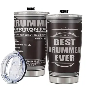 20oz Tumbler, 1 Count Funny Drummer Pattern Stainless Steel Insulated Tumbler, Drinking Cup for Home Office Use, Gift for Drummer, Drinkware