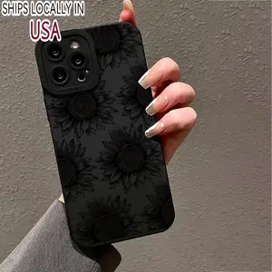 Fashionable Sunflower Pattern Phone Case, Decorative Phone Protective Cover, Phone Accessories Compatible With iPhone 11 12 13 14 15 Pro Max 15 Plus XR Series