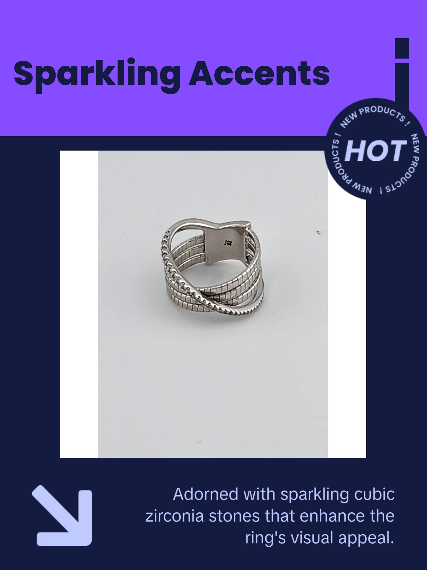 Brand New Sterling Silver 925 CrossOver Ring