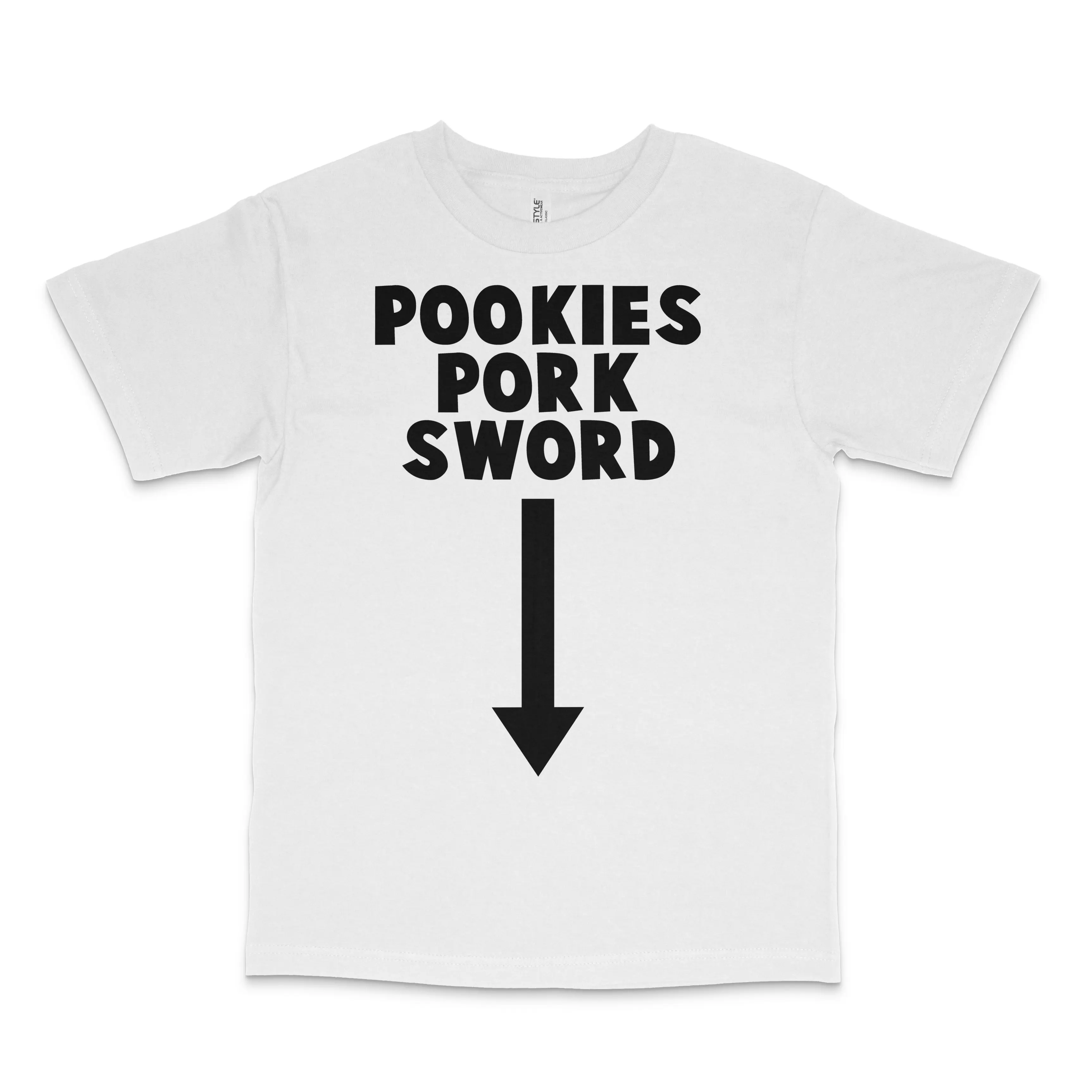 Men's Comfy Shortsleeve Round Neck Pookies Pork Sword Custom Printed T-Shirt, Breathable Relaxed Fit Tops, Tshirt, Casual, Classic, Cotton, Menswear