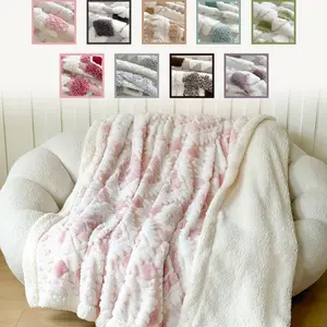 Winter High-Quality Multicolor Bohemian Diamond Blanket, Reversible Dual-Sided Plush Pattern, Warm Thick, Perfect Gift, Fluffy Blanket