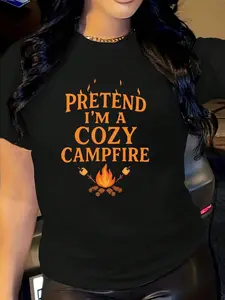 100% purified cotton Pretend I'm A Cozy Campfire T-Shirt, Camping Halloween T-Shirt, Camp Fall Halloween T-Shirt, Camp Crew T-Shirt, Camp Fire T-Shirt, Bonfire Nights Tee fall clothes for women