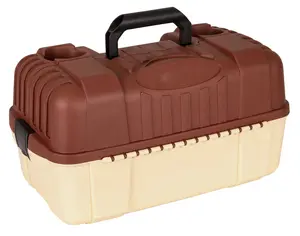 7 Tray Hip Roof Tackle Box, 20 inches long, Plastic, Beige，Portable All-Weather Tackle Storage, terracotta/brown, 20x11.625x10.625-Inch Organiser Rectangle